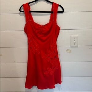Hello Molly Red Mini Dress with Floral Lace